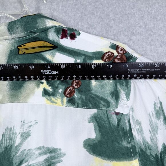 Hawaiian Shirt Mens XL White Aloha Button Short Sleeve Modern Print - Picture 8 of 13